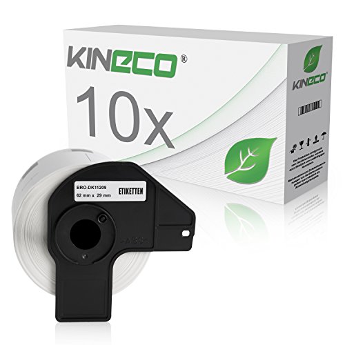 Kineco 10x Adress-Etiketten 29mm x 62mm kompatibel für Brother DK11209 - je 800 Stück P-Touch QL-1050 1060N 500 550 560 570 580 700 500 A BS BW 560 VP YX 580N 650TD 710W 720NW von Kineco