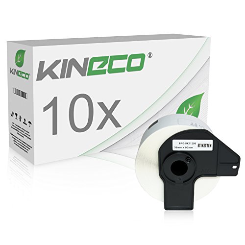 Kineco 10x Adress-Etiketten kompatibel für Brother DK11208 - je 400 Stück - 38mm x 90mm P-Touch QL-1050 1060N 500 550 560 570 580 700 500 A BS BW 560 VP YX 580N 650TD 710W 720NW - WEISS von Kineco