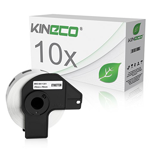 Kineco 10x Adressetiketten kompatibel für Brother DK11201 - je 400 Stück - 29mm x 90mm P-Touch QL-1050 1060N 500 550 560 570 580 700 500 A BS BW 560 VP YX 580N 650TD 710W 720NW - WEISS von Kineco