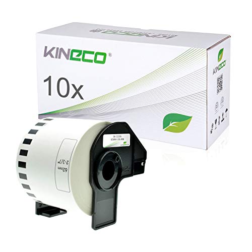 Kineco 10x Endlos-Etikett kompatibel für Brother DK22205 62mm x 30,48m für Brother P-Touch QL-500, 500A, 500BS, 500BW, 550, 560VP, 560YX, 570, 580N, 650TD, 710, 710W, 720NW, 1050N, 1060N Kineco 10x Endlos-Etikett kompatibel für Brother DK22205 62mm x 30,48m für Brother P-Touch QL-500, 500A, 500BS, 500BW, 550, 560VP, 560YX, 570, 580N, 650TD, 710, 710W, 720NW, 1050N, 1060N von Kineco