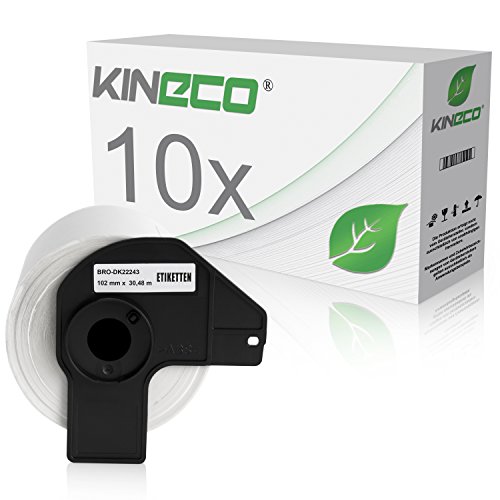 Kineco 10x Endlos-Etikett kompatibel für Brother DK22243 102mm x 30,48m P-Touch QL1050 QL1060 N von Kineco