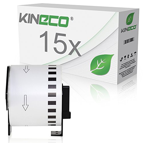 Kineco 15x Endlos-Etikett kompatibel für Brother DK22205 62mm x 30,48m P-Touch QL-1050 1060N 500 550 560 570 580 700 500 A BS BW 560 VP YX 580N 650TD 710W 720NW von Kineco