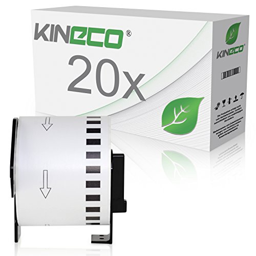Kineco 20x Endlos-Etikett kompatibel für Brother DK22205 62mm x 30,48m P-Touch QL-1050 1060N 500 550 560 570 580 700 500 A BS BW 560 VP YX 580N 650TD 710W 720NW von Kineco