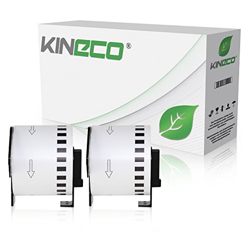 Kineco 2x Endlos-Etikett kompatibel für Brother DK22205 62mm x 30,48m P-Touch QL-1050 1060N 500 550 560 570 580 700 500 A BS BW 560 VP YX 580N 650TD 710W 720NW von Kineco