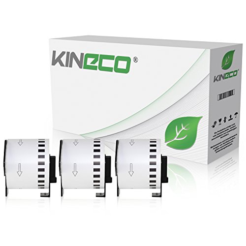Kineco 3x Endlos-Etikett kompatibel für Brother DK22205 62mm x 30,48m für Brother P-Touch QL-500, 500A, 500BS, 500BW, 550, 560VP, 560YX, 570, 580N, 650TD, 710, 710W, 720NW, 1050N, 1060N von Kineco