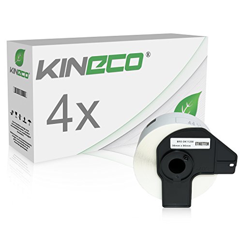 Kineco 4x Adress-Etiketten kompatibel für Brother DK11208 - je 400 Stück - 38mm x 90mm P-Touch QL-1050 1060N 500 550 560 570 580 700 500 A BS BW 560 VP YX 580N 650TD 710W 720NW - WEISS von Kineco