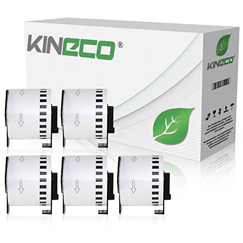 Kineco 5X Endlos-Etikett kompatibel für Brother DK22205 62mm x 30,48m P-Touch QL-1050 1060N 500 550 560 570 580 700 500 A BS BW 560 VP YX 580N 650TD 710W 720NW von Kineco