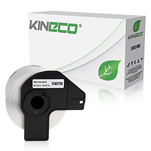 Kineco Endlos-Etiketten kompatibel für Brother DK44205-62mm x 30,48m P-Touch QL-1050 1060N 500 550 560 570 580 700 500 A BS BW 560 VP YX 580N 650TD 710W 720NW von Kineco