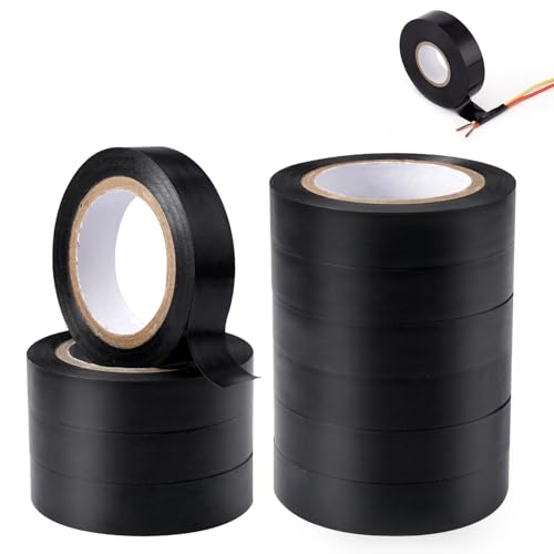 10 Stück Schwarzes Isolierband, 16 mm x 10 m Wasserdicht Elektrisches Isolierband, Selbstklebend Electrical tape, PVC Elektriker Klebeband Schwarz zum Schutz, Bündeln und Reparieren von Kabeln 10 Stück Schwarzes Isolierband, 16 mm x 10 m Wasserdicht Elektrisches Isolierband, Selbstklebend Electrical tape, PVC Elektriker Klebeband Schwarz zum Schutz, Bündeln und Reparieren von Kabeln von KineticKraft