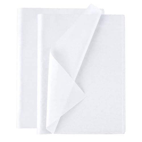100 Blatt Seidenpapier Weiß, 50 x 35cm Weiß Verpackungsmaterial Seidenpapier Geschenkpapier, Bastelpapier zum Kreieren von Pompoms, Papierblumen, Tischdekorationen, Hochzeit, Geburtstag von KineticKraft