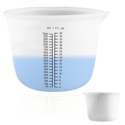 1000 ml Große Mischbecher aus Silikon, 1000 ML Harz Messbecher für Epoxidharz, Wiederverwendbare Messbecher, Silikonschüssel zum Giessen für DIY, Handmade, Gießformen, Basteln, Schmuckherstellung von KineticKraft