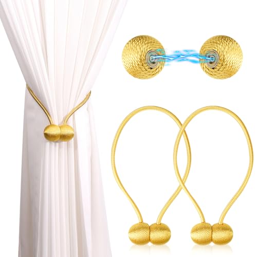 2 Stück Magnetische Vorhang Raffhalter, Raffhalter für Gardinen mit Magnet, Gold Vorhang Clips Seil, Vorhang Krawattenhalter, für Gardinenklammern Vorhänge Zuhause, Büro, Schlafzimmer, Dekoration 2 Stück Magnetische Vorhang Raffhalter, Raffhalter für Gardinen mit Magnet, Gold Vorhang Clips Seil, Vorhang Krawattenhalter, für Gardinenklammern Vorhänge Zuhause, Büro, Schlafzimmer, Dekoration von KineticKraft