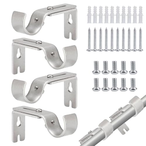 4 Stück Halterung für Gardinenstange mit Schrauben für 20-26 mm Gardinenstangen, Gardinenstange Halterung Verstellbare Länge und Winkel Verstellbare Wandhalterung für Hause Büro Schlafzimmer (Silbrig) 4 Stück Halterung für Gardinenstange mit Schrauben für 20-26 mm Gardinenstangen, Gardinenstange Halterung Verstellbare Länge und Winkel Verstellbare Wandhalterung für Hause Büro Schlafzimmer (Silbrig) von KineticKraft