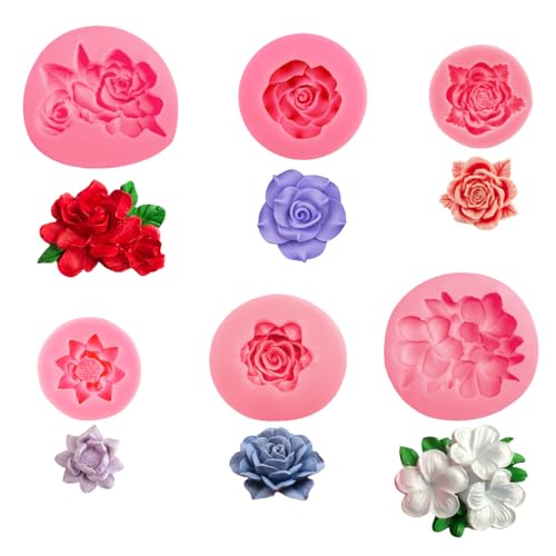 KineticKraft Silikon Seifen Form 6 Stück Rosa 3D Silikonformen Blumen Fondant Silikonform Blumen Kerzen Gießformen für Handgemachte Seife, Backen, Kuchen, Schokolade, DIY KineticKraft Silikon Seifen Form 6 Stück Rosa 3D Silikonformen Blumen Fondant Silikonform Blumen Kerzen Gießformen für Handgemachte Seife, Backen, Kuchen, Schokolade, DIY von KineticKraft