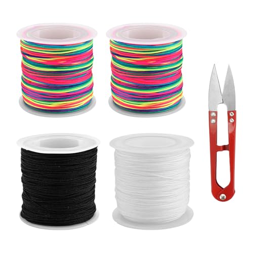 KineticKraft 4 Rollen Gummiband für Armbänder, 1mm x 200 m Regenbogen Elastisches Band für Armbänder, Regenbogen Gummiband Armband Gummischnur für Perlen, DIY Handwerk Schmuckherstellung Halsketten von KineticKraft