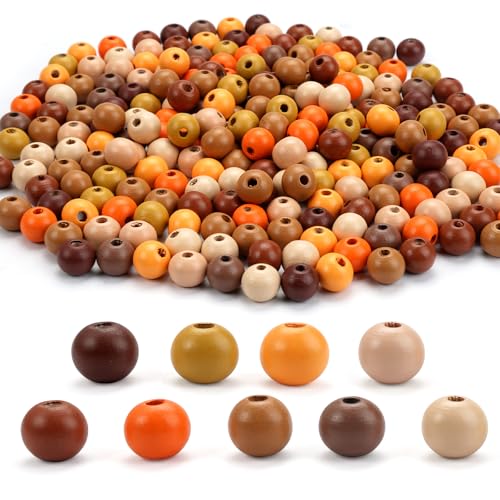 400 Stück Holzperlen Runde Bunte, 12 mm Holzkugeln mit Loch, Lose Holzperlen Bunt, Runde Holzperlen, Natürliche Holz Perlen, Bastelnperlen für DIY Armbänder Schmuck Dekorationen Geschenk von KineticKraft