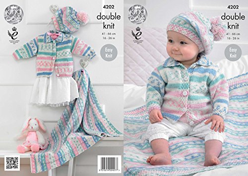 King Cole 4202 Strickmuster: Babys Cardigan, Decke und Beret in King Cole Cherish DK King Cole 4202 Strickmuster: Babys Cardigan, Decke und Beret in King Cole Cherish DK von King Cole
