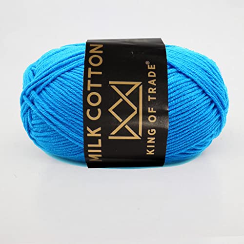 Milchwolle Milchbaumwolle Babywolle Milchgarn Chenille Wolle Makramee Garn Schulgarn Häkeln Stricken 100m 50g 1 Stück Azur Blau von King of Trade