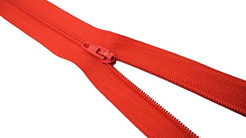 Reißverschluss Nylon Schiene 4 mm nicht teilbar fein Zipper 35 cm 3# Rot von King of Trade