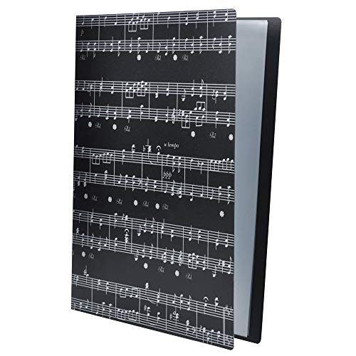Notenmappe A4 Größe Blatt Notenmappe Papier Dokumente Musik Thematik 40 Taschen Aufbewahrungsmappe Musical Notation File Folder -Black von KingPoint