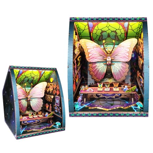 DIY Schmetterling Exemplar Zimmer Mini Buchecke Fantasy Insekt Museum Modell Mikroszene Tischlampe 3D Montage Buchstütze für Erwachsene DIY Schmetterling Exemplar Zimmer Mini Buchecke Fantasy Insekt Museum Modell Mikroszene Tischlampe 3D Montage Buchstütze für Erwachsene von KingStora