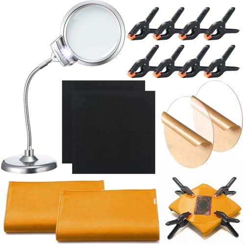Kingdder 14-teiliges Sammelkartenreinigungspflegewerkzeug-Zubehör-Set, Karten-Abflachungs-Set enthält 1 Lupe mit Licht, 2 transparente Acryl-Runden, 15,2 cm, 8 Kunststoffklemmen, 2 Pads, 1 Kingdder 14-teiliges Sammelkartenreinigungspflegewerkzeug-Zubehör-Set, Karten-Abflachungs-Set enthält 1 Lupe mit Licht, 2 transparente Acryl-Runden, 15,2 cm, 8 Kunststoffklemmen, 2 Pads, 1 von Kingdder