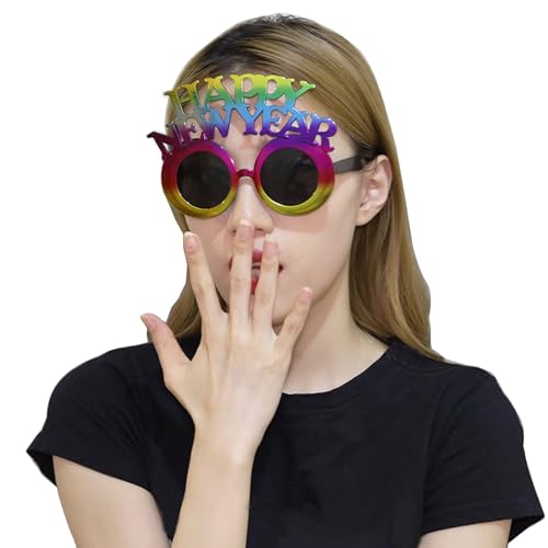 2024 Neujahrsparty Zubehör Brillen Silvester Party Sonnenbrillen Kostüm Accessoires Heimdekoration Pailletten Brillengestell Lustige Party Brillen Feiertags Brillen Party Brillen Feier von Kingke