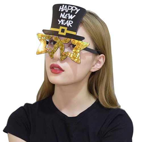 2024 Neujahrsparty Zubehör Brillen Silvester Party Sonnenbrillen Kostüm Accessoires Heimdekoration Pailletten Brillengestell Lustige Party Brillen Feiertags Brillen Party Brillen Feier von Kingke