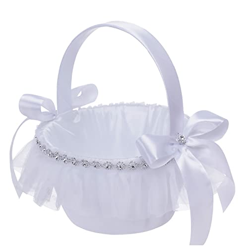 Kingke Verbesserter Blumenkorb mit Schleife, Blütenblätter, Aufbewahrung, Schleife, Blumenmädchen, Korb für Hochzeit, Party, leicht Kingke Verbesserter Blumenkorb mit Schleife, Blütenblätter, Aufbewahrung, Schleife, Blumenmädchen, Korb für Hochzeit, Party, leicht von Kingke