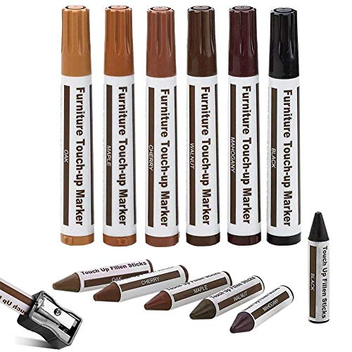 Permanent Marker pens,Furniture Repair Kit Markers - Set of 13 Wood Repair Markers Touch Up,Scratch Marker Kit,Markers and Wax Sticks,Furniture Repair,Floor Scratch Touch Ups,and Cover Ups von Kingkindsun