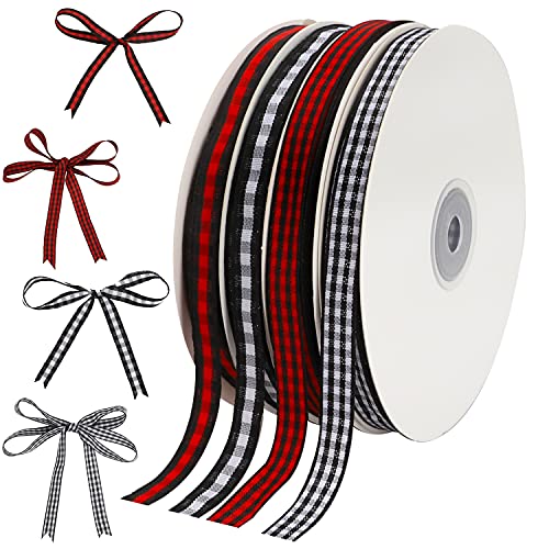 Kingovalley Geschenkband für Weihnachten, 1 cm x 45,7 m, Schwarz / Rot / Büffelkariert, kariert, Schwarz / Weiß Kingovalley Geschenkband für Weihnachten, 1 cm x 45,7 m, Schwarz / Rot / Büffelkariert, kariert, Schwarz / Weiß von Kingovalley