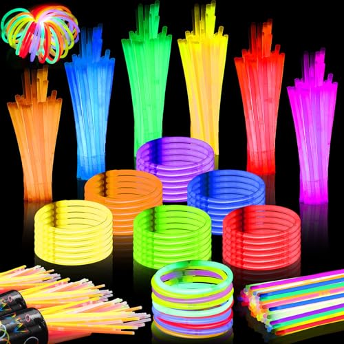 Kinmsito 200 Stück Knicklichter Party Set,Glow Sticks Leuchtstäbe von Kinmsito