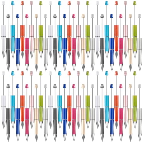 Kinmsito 30 Stück Kugelschreiber Set,Perlenstifte Kugelschreiber mit Einziehbaren, Kunststoff DIY Kugelschreiber mit Schwarzer Tinte Für Büro,Schule,Schreibwaren Geschenk(10 Farben) von Kinmsito