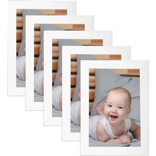 Kinmsito 5 Stück Bilderrahmen 10 x 15 cm,weiß Bilderrahmen,Holz-Rahmen für Fotos, Bilder, Poster, Wohnzimmer, Schlafzimmer, Büro((10x15cm,Weiß)) von Kinmsito