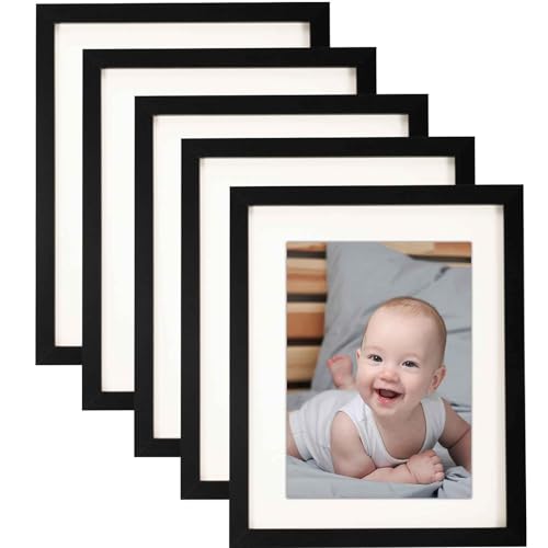 Kinmsito 5 Stück Bilderrahmen 20 x 25 cm,Schwarz Bilderrahmen,Holz-Rahmen für Fotos, Bilder, Poster, Wohnzimmer, Schlafzimmer, 5 Pack Bilderrahmen (20.32x25.4cm,Schwarz) von Kinmsito