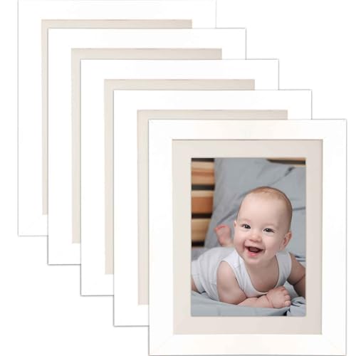 Kinmsito 5 Stück Bilderrahmen 20 x 25 cm,weiß Bilderrahmen,Holz-Rahmen für Fotos, Bilder, Poster, Wohnzimmer, Schlafzimmer, Büro(20.32x25.4cm,Weiß) von Kinmsito