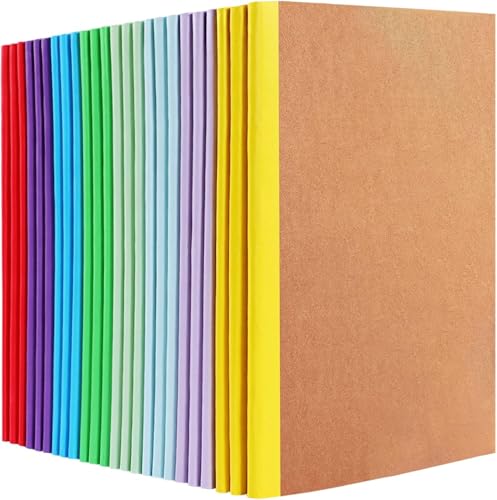 Kinmsito Notizbuch A5 Liniert,24 Stück Notizblock A5 Kraft-Notizbücher,Notizheft mit Regenbogenrücken,Tagebuch Notizbücher für Schule Büro,60 Seiten/30 Blatt,Liniert,21 x 14 cm von Kinmsito