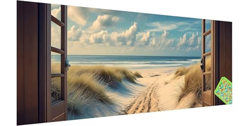 Diamond Painting Fenster, Diamond Painting Erwachsene, Groß Diamant Painting Bilder 270x90cm, Strand Diamond Painting Set für Erwachsene Kinder, Eckige Steine Mosaikherstellung Kit für Home Deko Y-8 von Kinntn