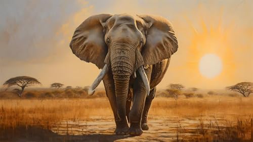 Diamond Painting Groß XXL 140x80cm, Sonnenuntergang Diamant Painting Bilder Erwachsene, Diamant Painting Bilder Elefant, Malen nach Zahlen Diamant Anfänger, Diamant Painting Set für Home Wand Dekor Diamond Painting Groß XXL 140x80cm, Sonnenuntergang Diamant Painting Bilder Erwachsene, Diamant Painting Bilder Elefant, Malen nach Zahlen Diamant Anfänger, Diamant Painting Set für Home Wand Dekor von Kinntn