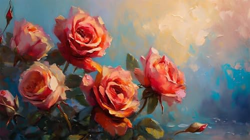 Kinntn Diamond Painting Blume Diamant Painting Bilder Rose Diamond Painting Erwachsene Full Diamond Painting Zubehör DIY Diamant Kunst Malerei Stickerei Set Kreuzstich Bilder Home Wand Dekor 120x70cm von Kinntn