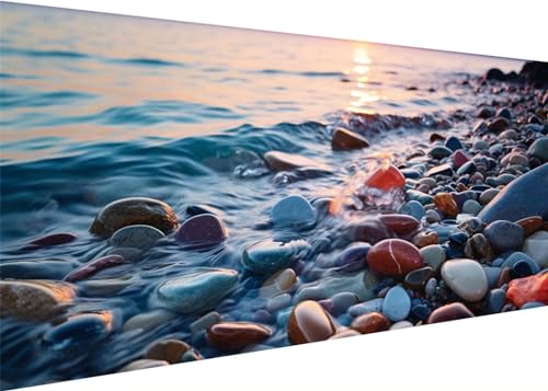 60x30cm Diamond Painting Ewachsene Groß, DIY 5D Diamant Painting Steine am Meer Bilder Art Bastelset Diamond Painting Kinder Anfänger Stickerei Set, for Home Wall Decor oder Madchen Geschenke G-326 von Kinooge