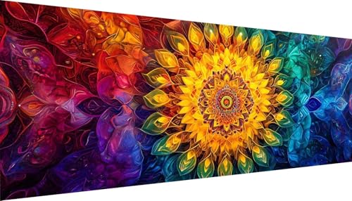 Diamant Painting Bilder, DIY 5D Diamond Painting Erwachsene Groß Stickerei Malen Nach Zahlen Kit Full Gem Art Daiments Dots Painting Kunsthandwerk Deko Diamant Malerei (Buntes Manjaro 100x40cm) Y-57 von Kinooge