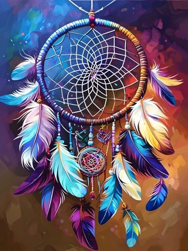 Malen Nach Zahlen Erwachsene Traumfänger, Paint by Numbers Malen Nach Zahlen Anfänger, DIY mit Pinseln und Acrylfarben Handgemalt Ölgemälde Leinwand für Home Décor, Ohne Rahmen, 40x50cm G-8 von Kinooge
