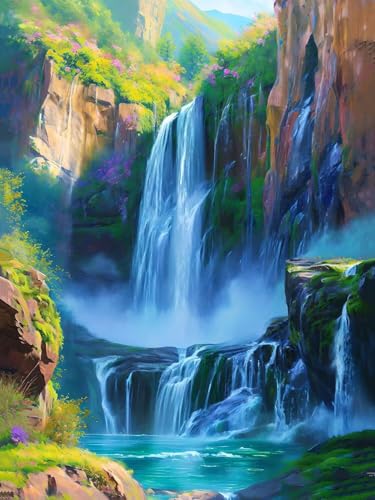 Malen Nach Zahlen Kinder ab 7 8 9 10 Jahre Mädchen, Paint by Numbers Wasserfall Adult Kinder Anfänger mit Leinwand Pinseln Acrylpigment für Geschenke und Home Haus Dekorieren, Rahmenlos 30x40cm F-395 Malen Nach Zahlen Kinder ab 7 8 9 10 Jahre Mädchen, Paint by Numbers Wasserfall Adult Kinder Anfänger mit Leinwand Pinseln Acrylpigment für Geschenke und Home Haus Dekorieren, Rahmenlos 30x40cm F-395 von Kinooge
