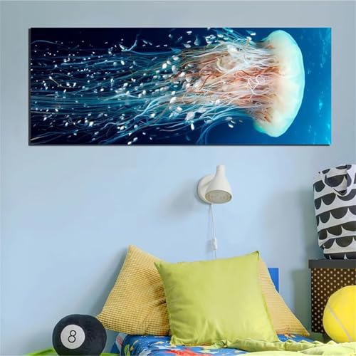 Qualle 5D Diamond Painting Bilder Erwachsene Kinders, 70x200cm Großes Format DIY Square Full Kristall Strass Stickerei Mosaik Gemälde Kunst Basteln, für Raumdekor Wand Dekor E-2292 von Kinooge