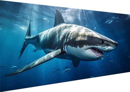 Tier Hai Diamond Painting Erwachsene Groß XXL 120x60cm, DIY 5D Diamant Painting Bilder kinder Malen Nach Zahlen Set, Diamond Art Full Diamant Malerei Kunst Basteln für Home Wand Dekor D-27 von Kinooge