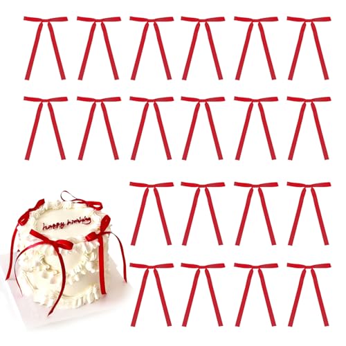 Kinretixia 20 Stück Rot Cupcake Topper mit Schleife, Cupcake Picker, für Brautparty, Babyparty, Kuchen, Dessert Picker, Dekoration für Baby Mädchen, Geburtstag, Hochzeit Kinretixia 20 Stück Rot Cupcake Topper mit Schleife, Cupcake Picker, für Brautparty, Babyparty, Kuchen, Dessert Picker, Dekoration für Baby Mädchen, Geburtstag, Hochzeit von Kinretixia