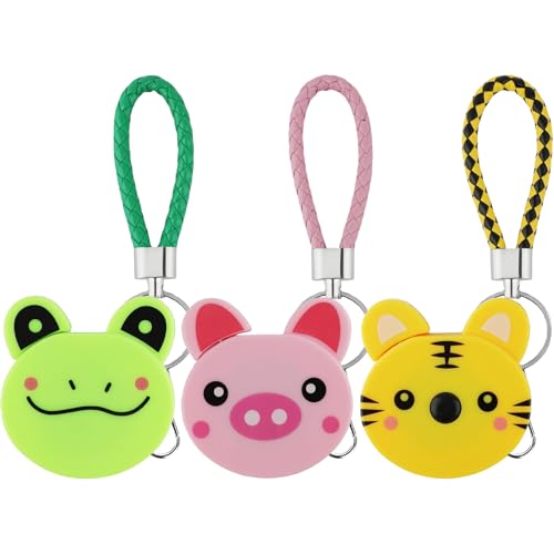 Kinretixia 3 Stück Maßband für den Körper, einziehbares Stoffmaßband für Kinder, 150 cm, kleines Maßband mit Tiermotiven für Bastelarbeiten, Krankenpflege, Grün/Rosa/Gelb von Kinretixia