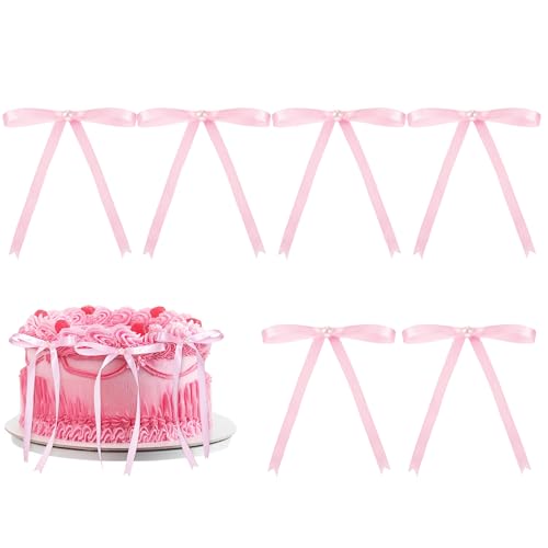 Kinretixia 6 Stück Rosa Tortenaufsatz mit Schleife und Perle, Vintage Tortenaufsatz für Brautparty, Kuchen, Dessert Picker, Dekoration für Baby-Mädchen, Geburtstag, Hochzeit Kinretixia 6 Stück Rosa Tortenaufsatz mit Schleife und Perle, Vintage Tortenaufsatz für Brautparty, Kuchen, Dessert Picker, Dekoration für Baby-Mädchen, Geburtstag, Hochzeit von Kinretixia