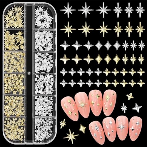 Kinretixia Stern Nagel Charms, goldene Nagelstecker, Stern Kreuz Metall Nagelkunst Ohrstecker, Legierungs Glitzersteine, Nagel Edelsteine, Dekoration für Nagelkunst, Y2K-Dekor Kinretixia Stern Nagel Charms, goldene Nagelstecker, Stern Kreuz Metall Nagelkunst Ohrstecker, Legierungs Glitzersteine, Nagel Edelsteine, Dekoration für Nagelkunst, Y2K-Dekor von Kinretixia